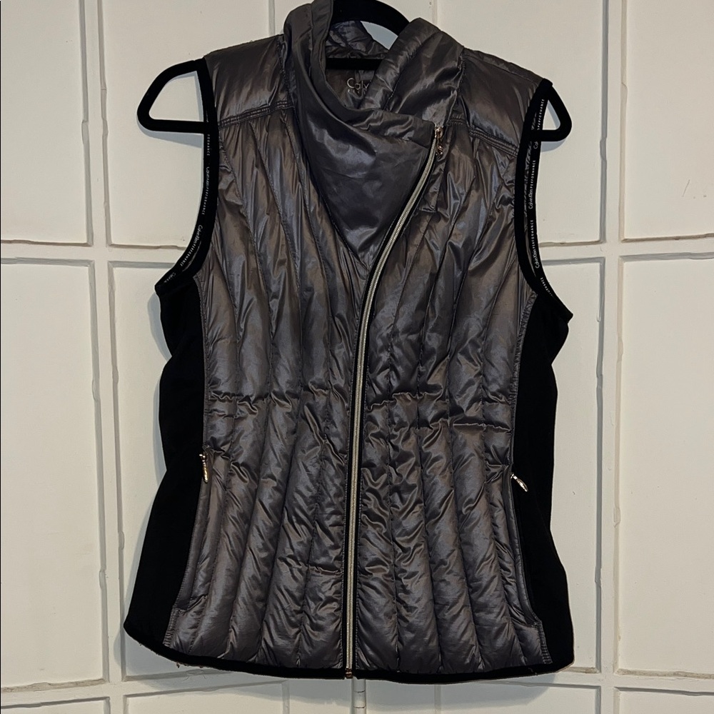 Calvin Klein Black and Gray Quilted Vest